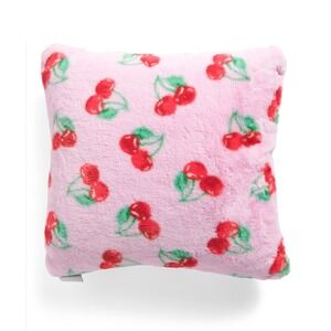 Cherry Pillow CUPCAKES & CASHMERE 20x20 Pink Red Plush Koda NWT